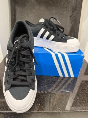 adidas Black and White Low-Top Canvas Sneakers